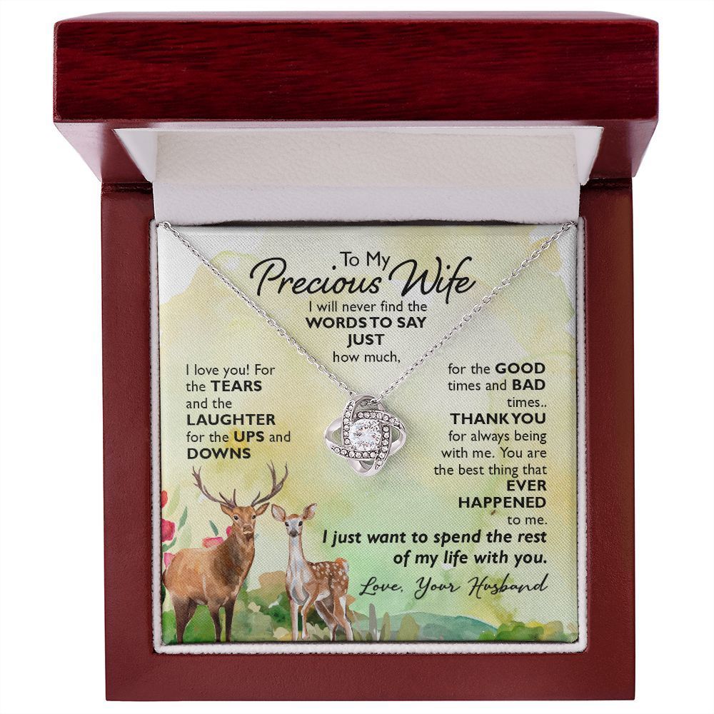 To My Wife I Will Never Find The Words Infinity Knot Necklace Message Card 80$